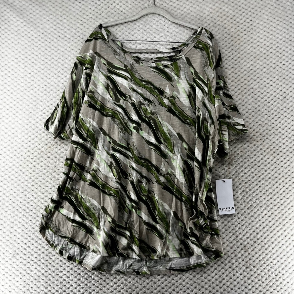 Kinesis‎ Active T-Shirt Cool Wave Print Breathable Top Extended Sizing 3X